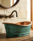 Aged Copper Vessel Sink Tub Style, Oxidized Copper Sink Bathroom