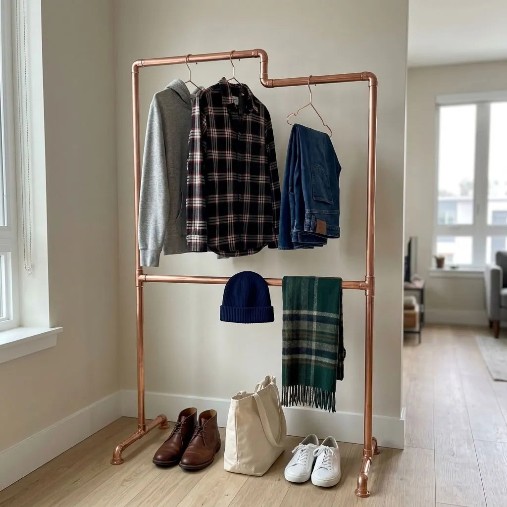 Shiny Copper wall-mounted copper closet rod – Wall-Mounted Copper Closet Rod – Holder 4