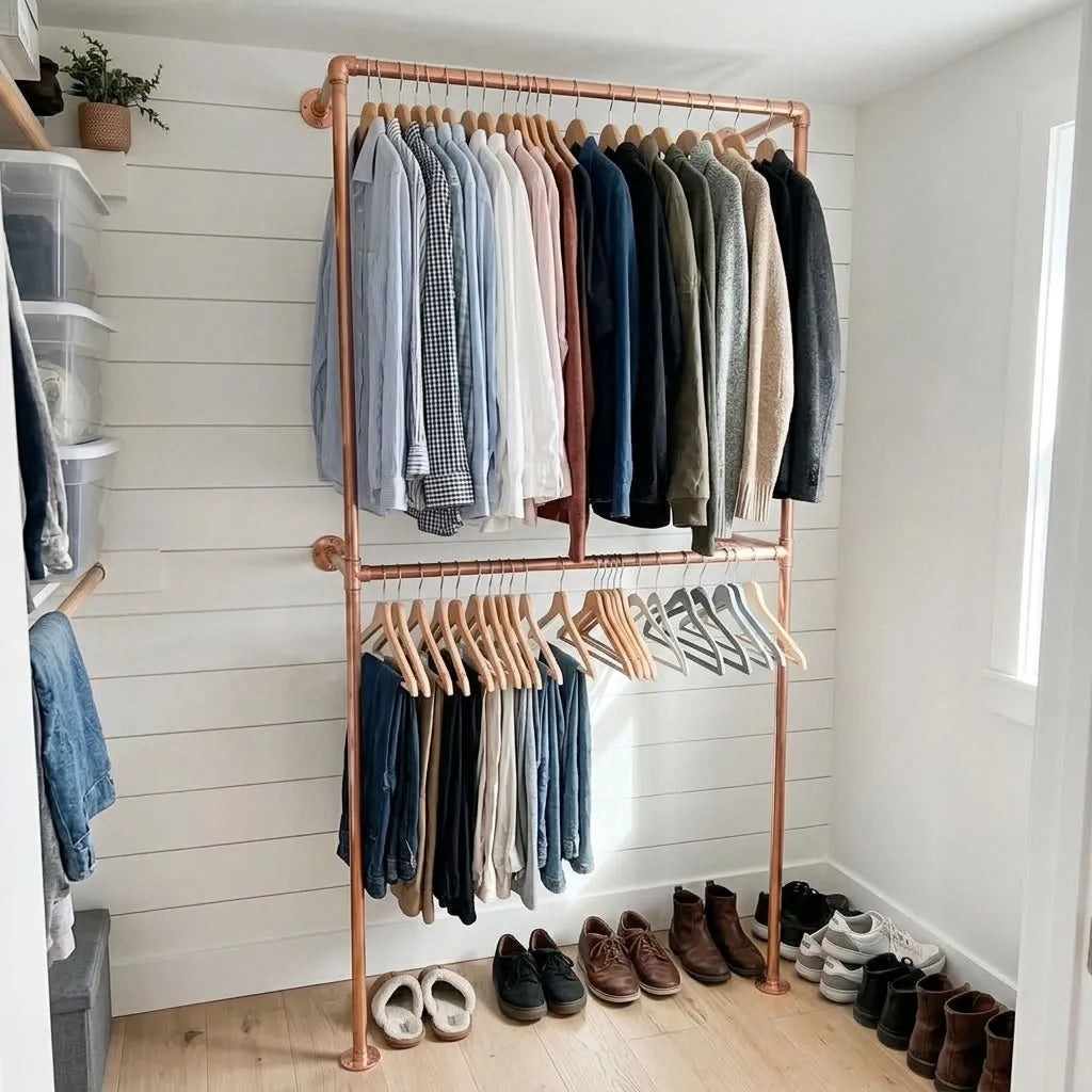 Wall-mounted copper closet rod detail – Wall-Mounted Copper Closet Rod – Holder 1