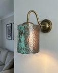 Oxidized Copper Hanging Lantern Wall Sconce