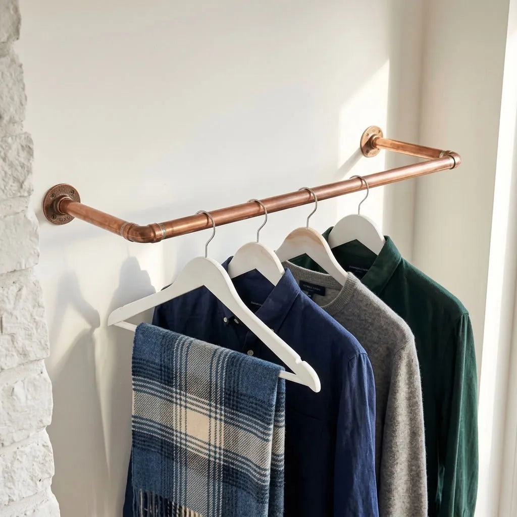 Shiny Copper wall-mounted copper closet rod – Wall-Mounted Copper Closet Rod – Holder 7