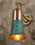 Pair of Verdigris Copper Cylinder Wall Sconces