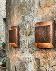 Pair of Hammered Copper Cylinder Wall Sconces