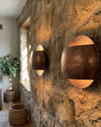 Hammered Copper Double Globe Wall Sconce