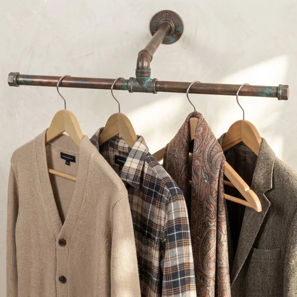 Aged Copper wall-mounted copper closet rod – Wall-Mounted Copper Closet Rod – Holder 6