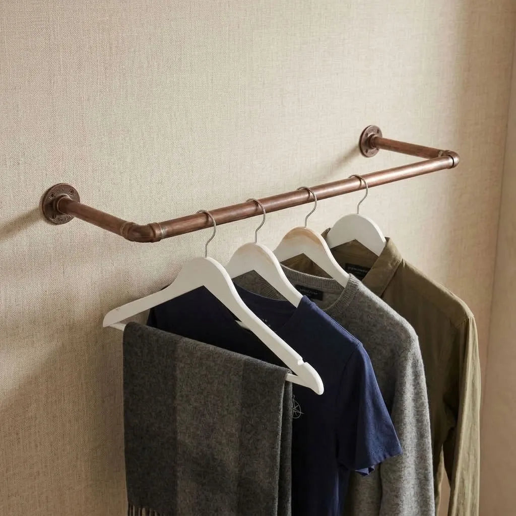 Aged Copper wall-mounted copper closet rod – Wall-Mounted Copper Closet Rod – Holder 7