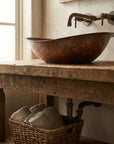Aged Copper Vessel sink Bathroom, Hammered Oval Bathroom Sink
