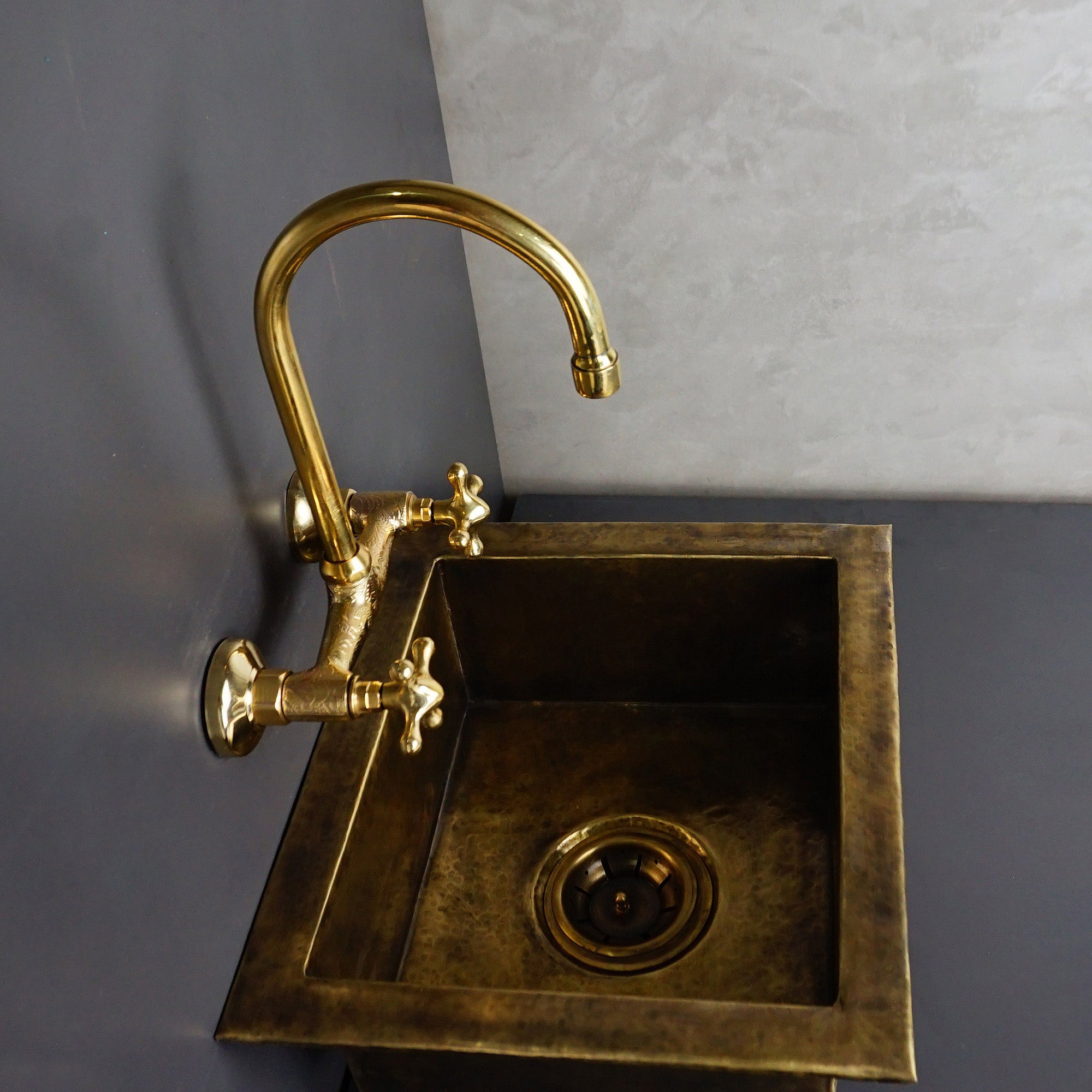 Antique Brass Undermount Single Kitchen Sink | Hammered Patina Brass ...