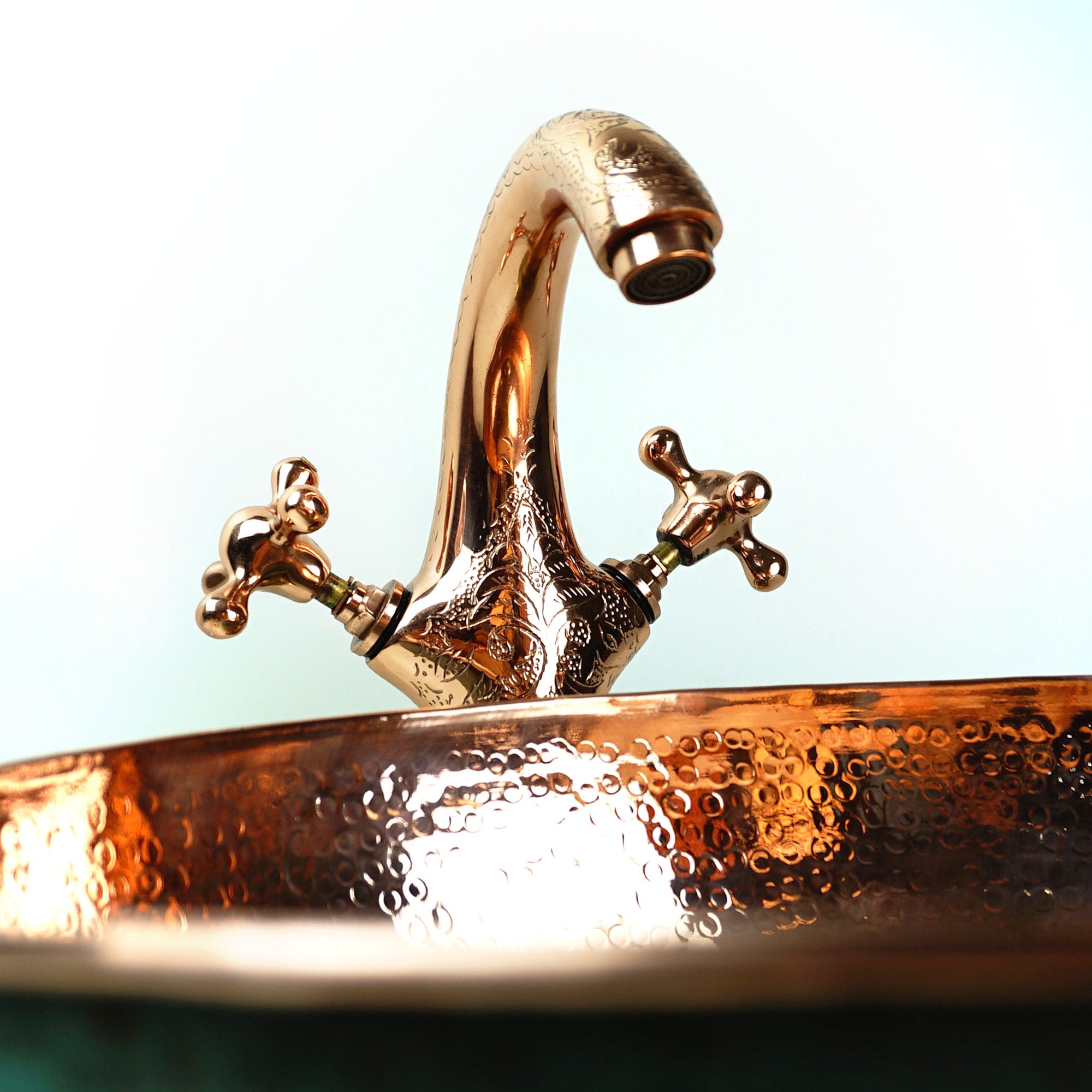 Engraved Single Hole Copper Faucet