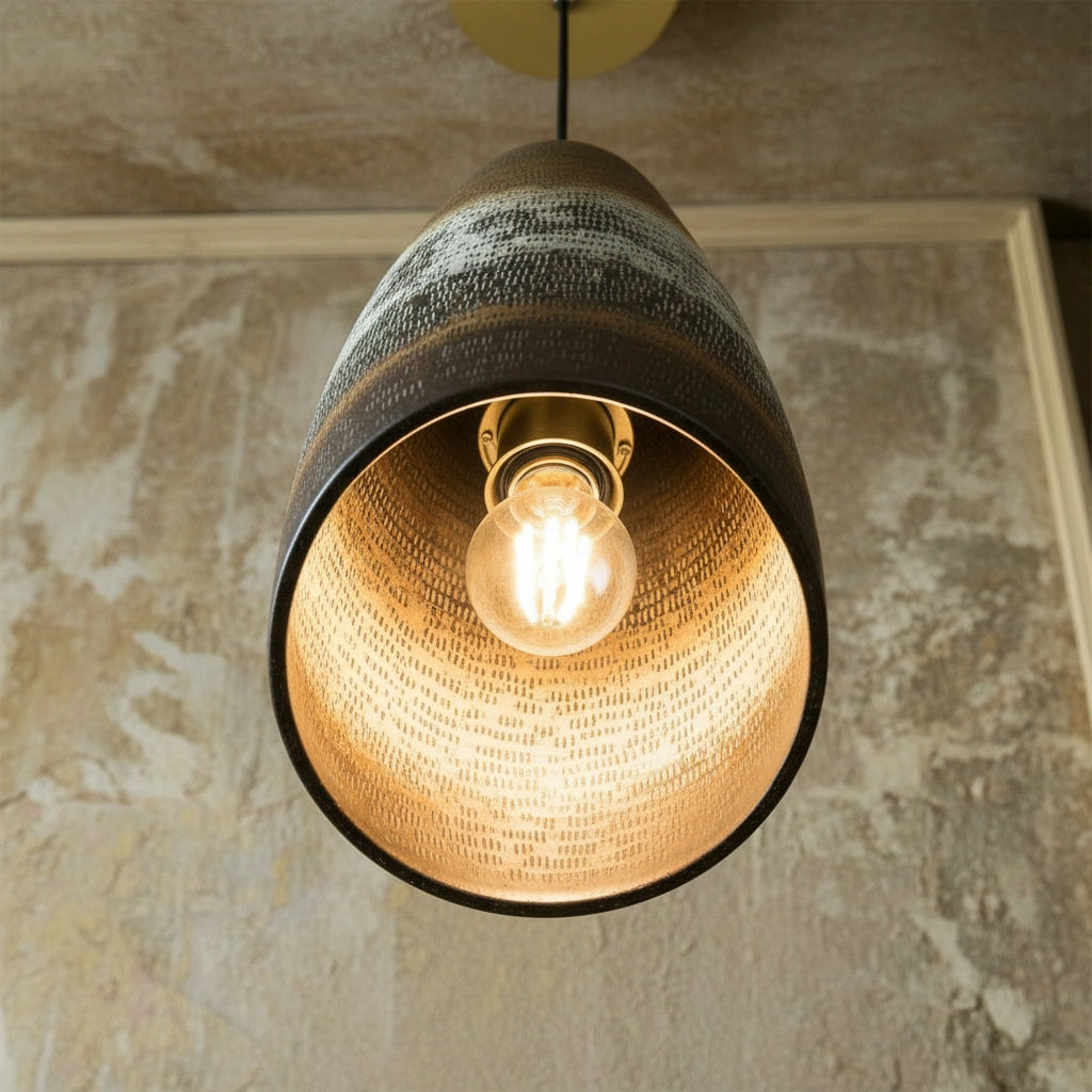 Set of 2 Patina Copper Cylinder Pendants 