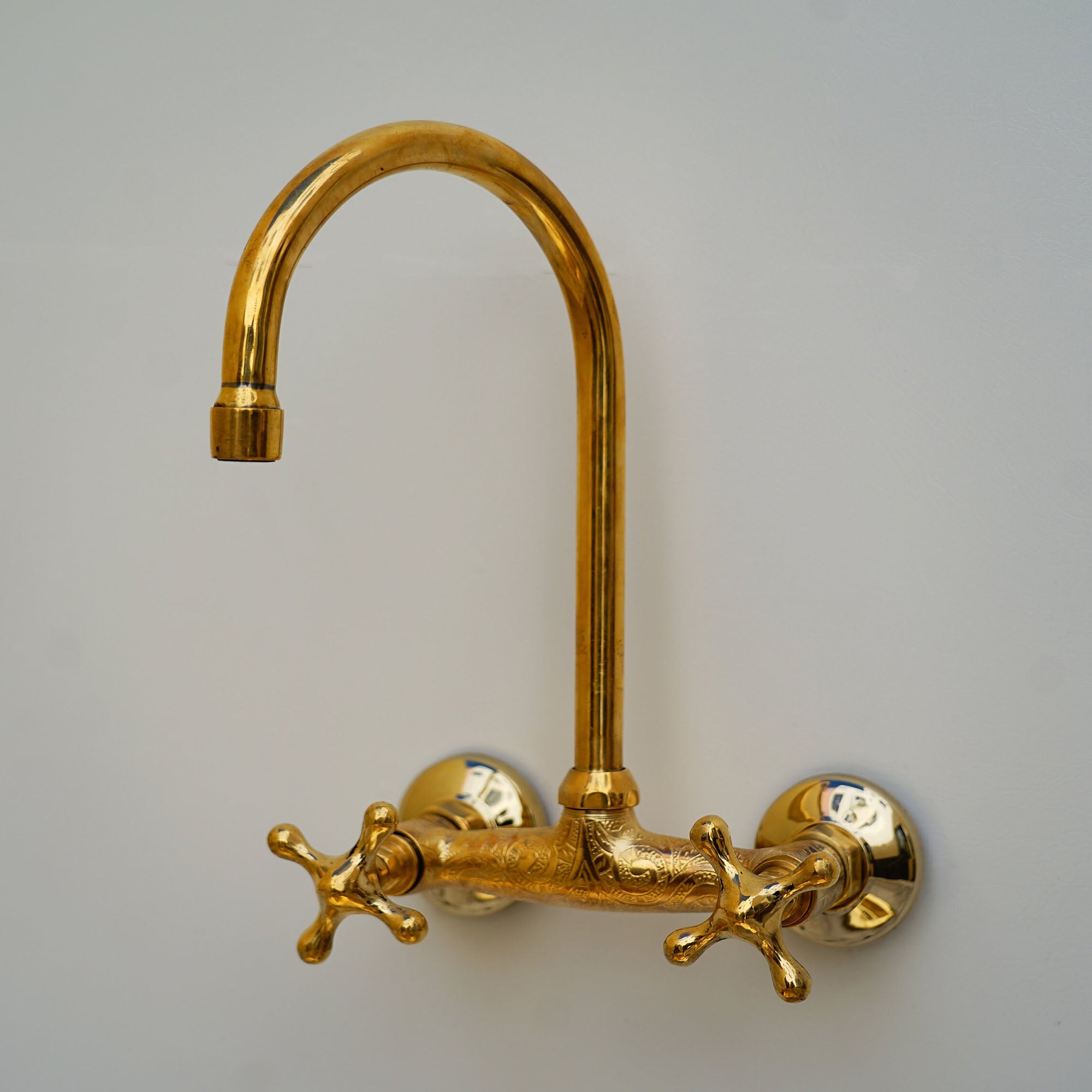 Solid Brass Wall Mount Kitchen Sink Faucet, Vintage Wall Mount Kitchen Sink Faucet