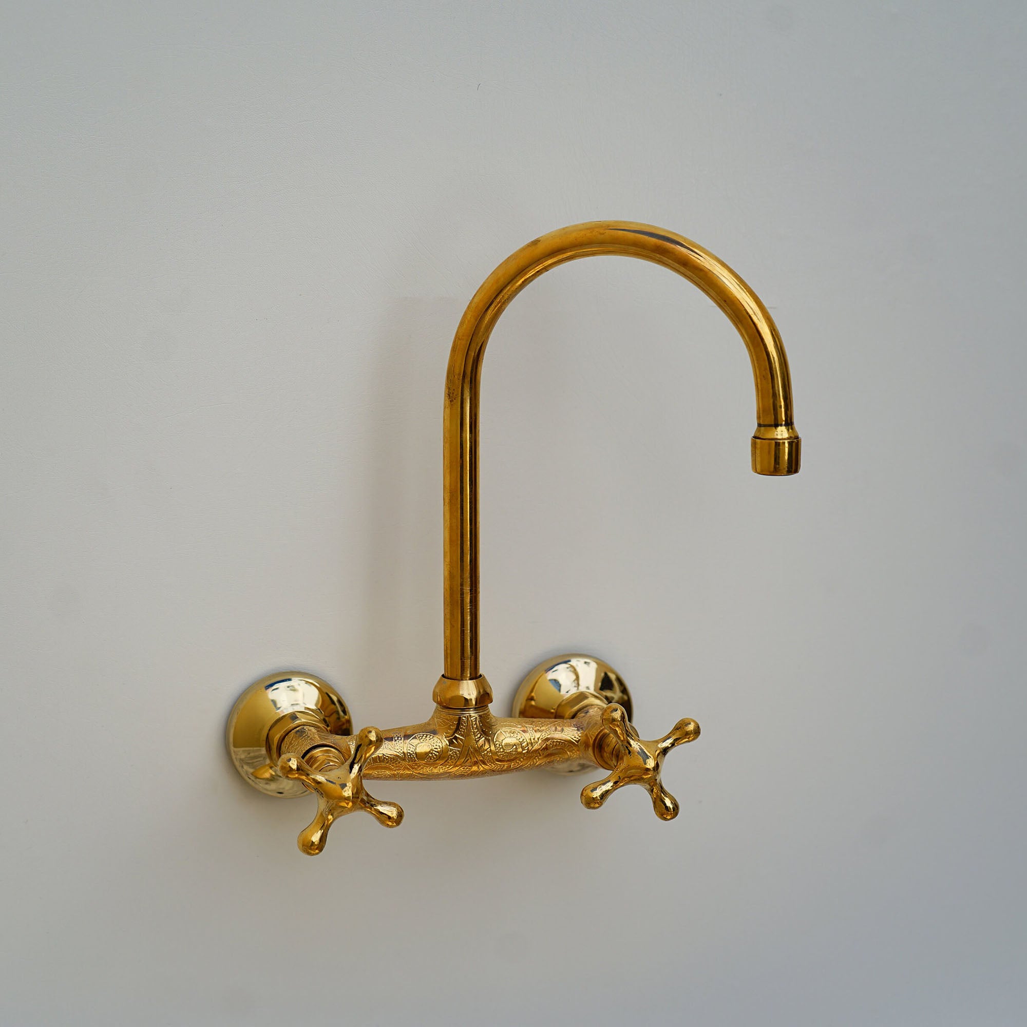 Solid Brass Wall Mount Kitchen Sink Faucet, Vintage Wall Mount Kitchen Sink Faucet