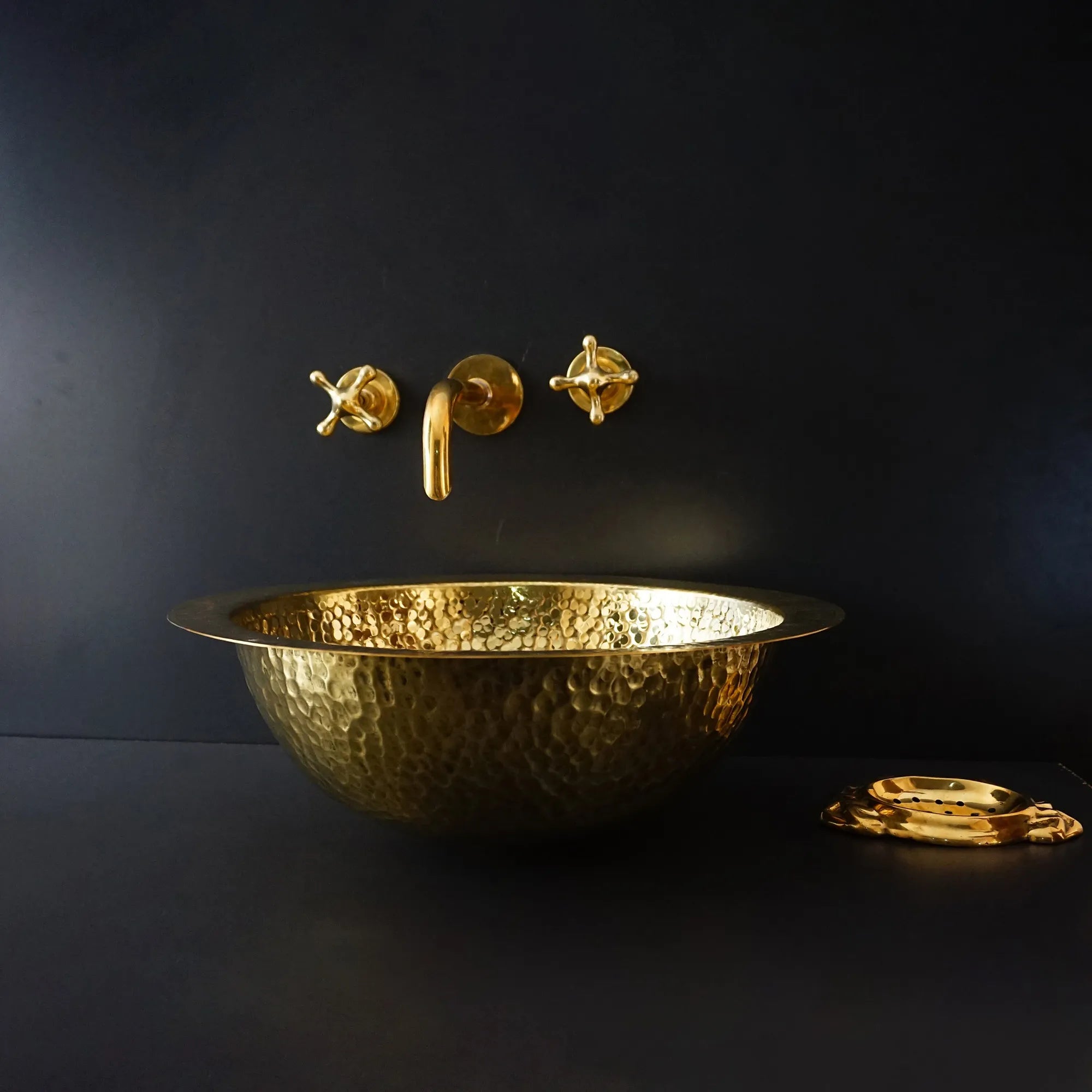 Unlacquered Brass Bathroom Sink. Handmade Solid Brass Bar Sink Drop In