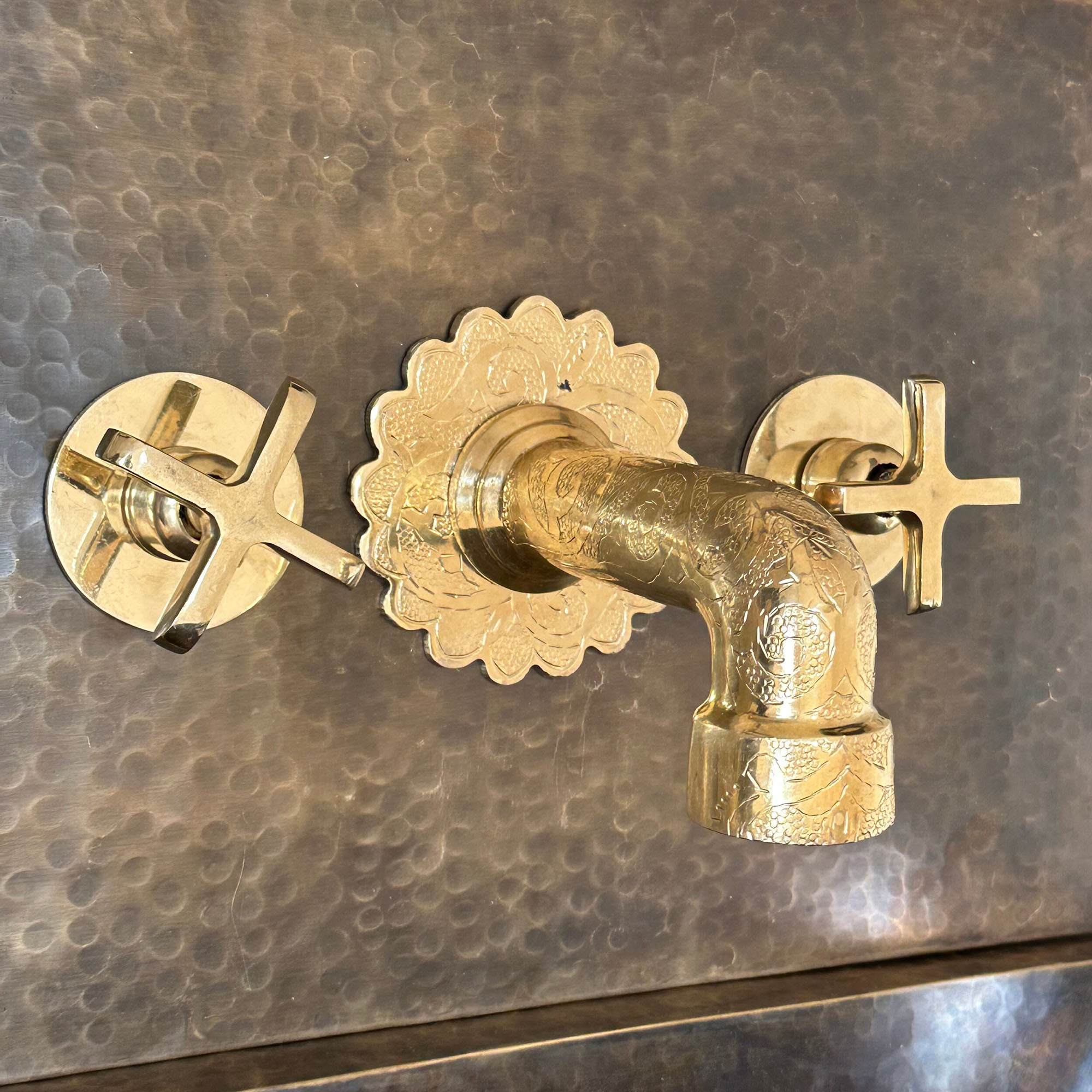 Unlacquered Brass Wall Mounted Faucet with rough in valve