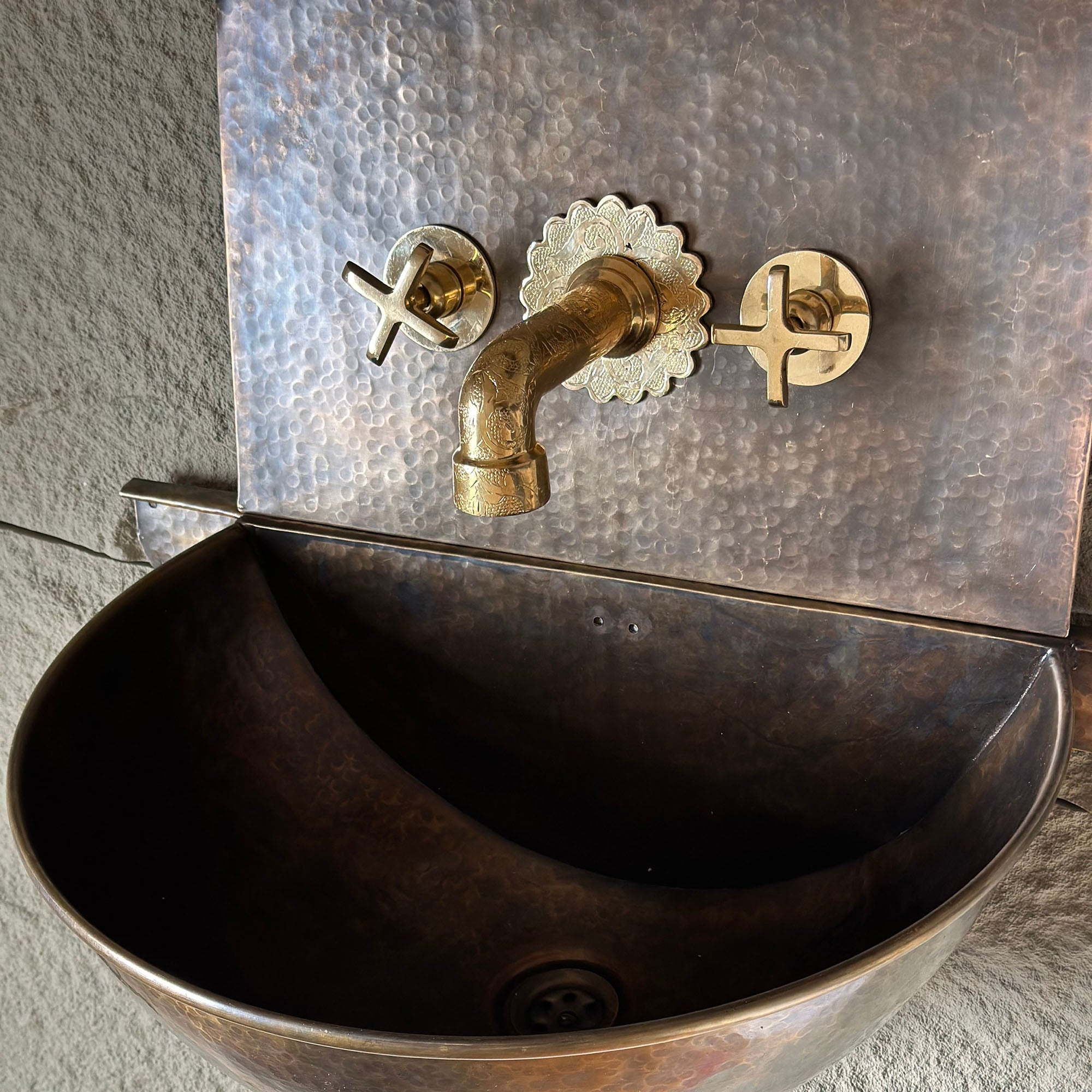 Unlacquered Brass Wall Mounted Faucet with rough in valve
