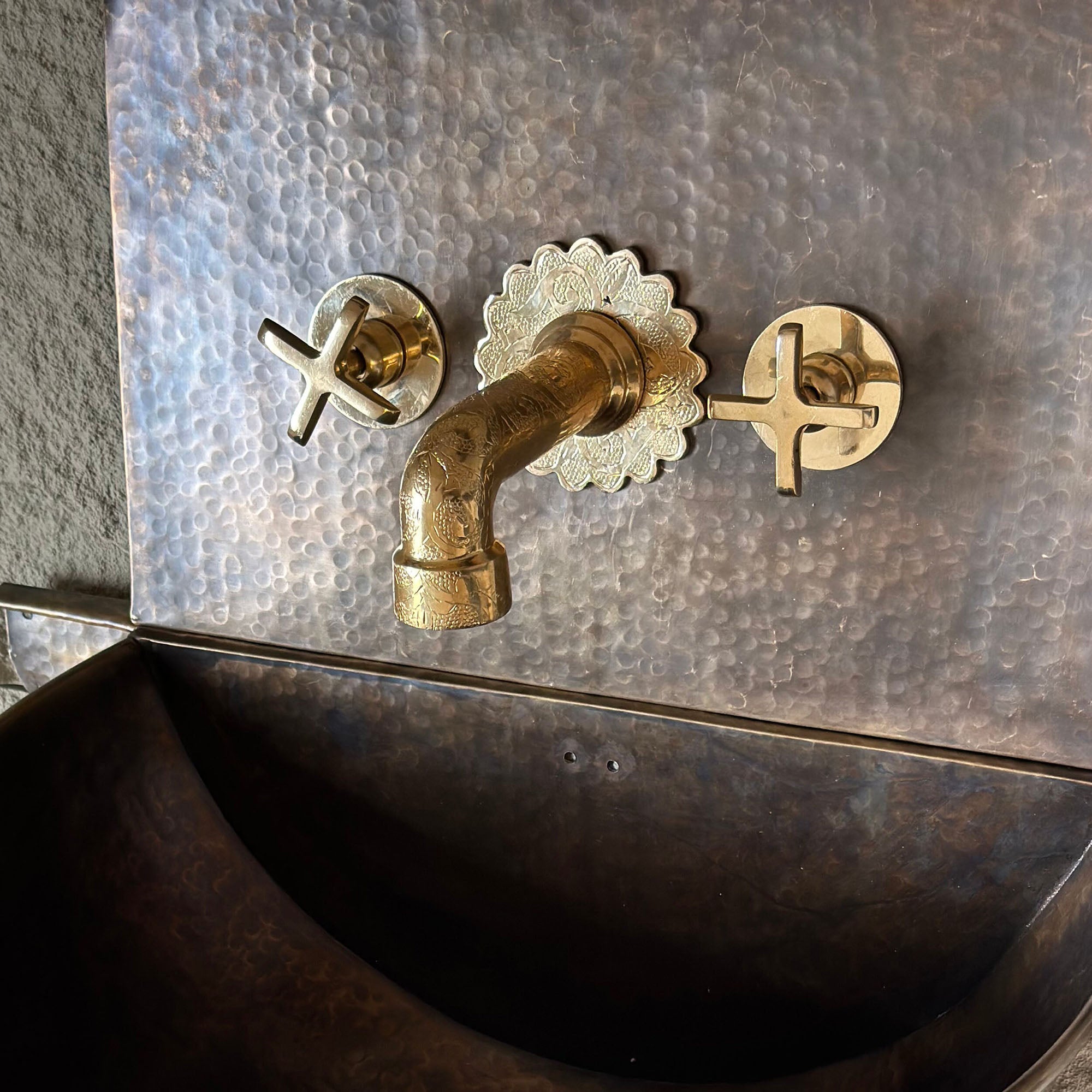 Unlacquered Brass Wall Mounted Faucet with rough in valve