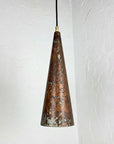 Vintage Oxidized Copper Cone Pendant Light – Rustic Handmade Ceiling Fixture