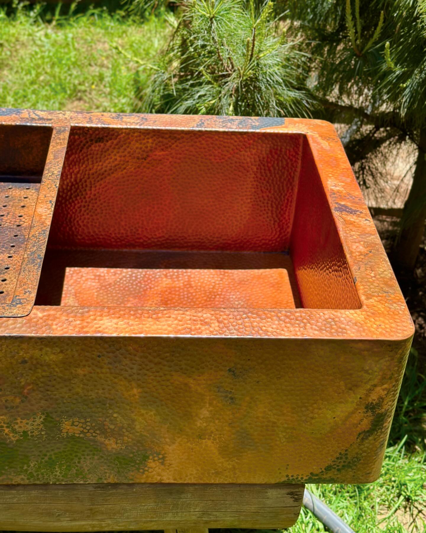 Copper Single Bowl Farmhouse Kitchen Sink With Drain Board