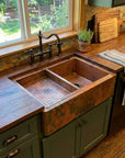Copper Single Bowl Farmhouse Kitchen Sink With Drain Board
