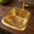 Hammered Unlacquered Brass Square Bar Sink