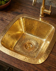 Hammered Unlacquered Brass Square Bar Sink