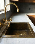 Antique Brass Undermount Single Kitchen Sink, Hammered Patina Brass Kitchen Sink