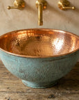 Handmade Oxidized Copper vessel sink Bathroom , Rustic Vessel Oxidized Copper Sink