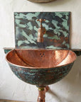 Oxized Copper Wall Hung Sink Bathroom With BackPlate