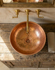 Handmade Oxidized Copper vessel sink Bathroom , Rustic Vessel Oxidized Copper Sink