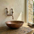 Round Copper Vessel Bathroom Sink, Vessel Hammered Copper Sink