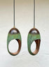 Set of 2 Green Patina Copper Pendants – Handmade Sculptural Island Lights