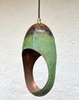 Set of 2 Green Patina Copper Pendants – Handmade Sculptural Island Lights