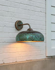 Green Patina Copper Wall Sconce – Handmade Rustic Indoor/Outdoor Light
