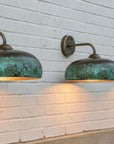 Green Patina Copper Wall Sconce – Handmade Rustic Indoor/Outdoor Light