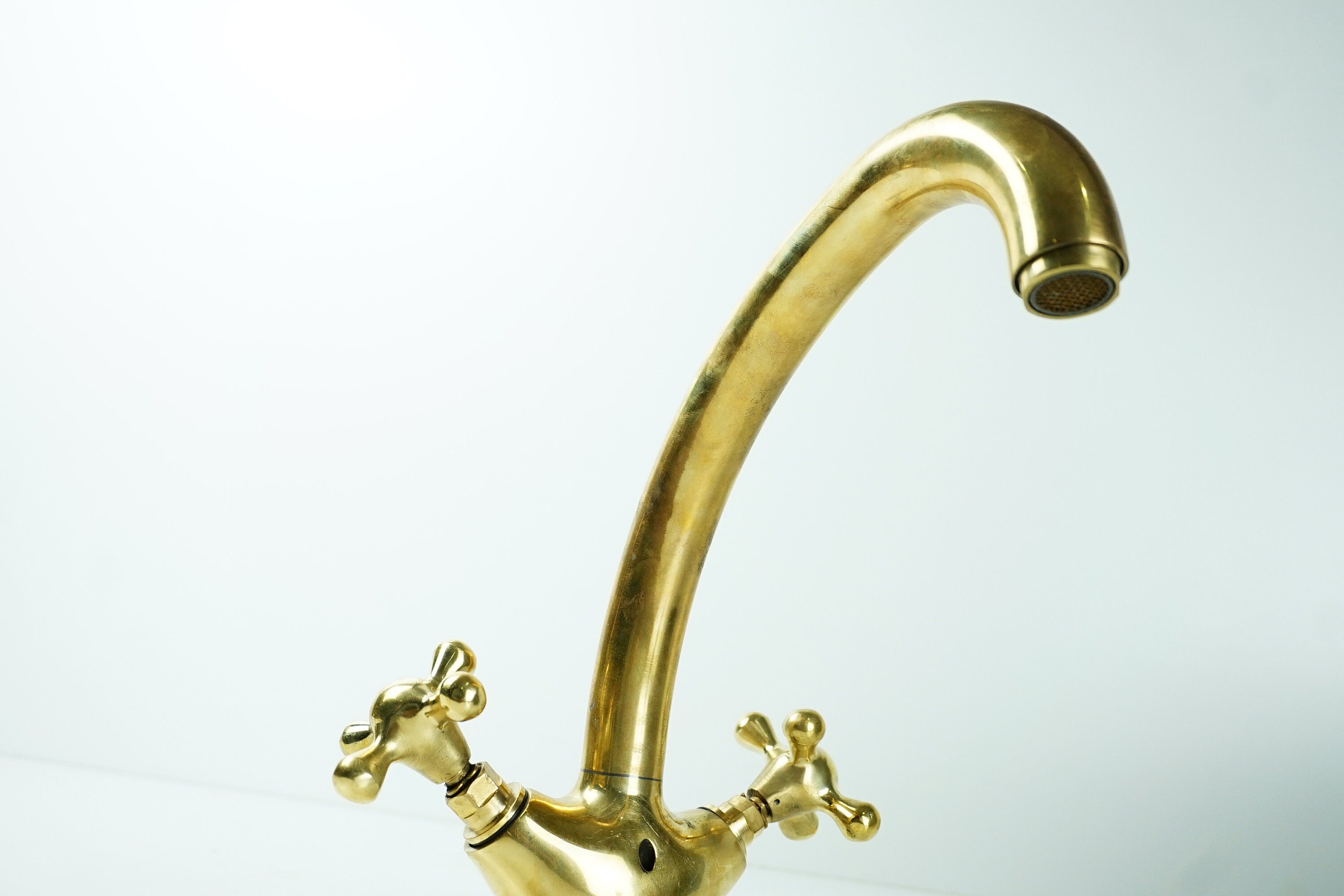 Solid Brass Faucet Gooseneck Sink Bathroom