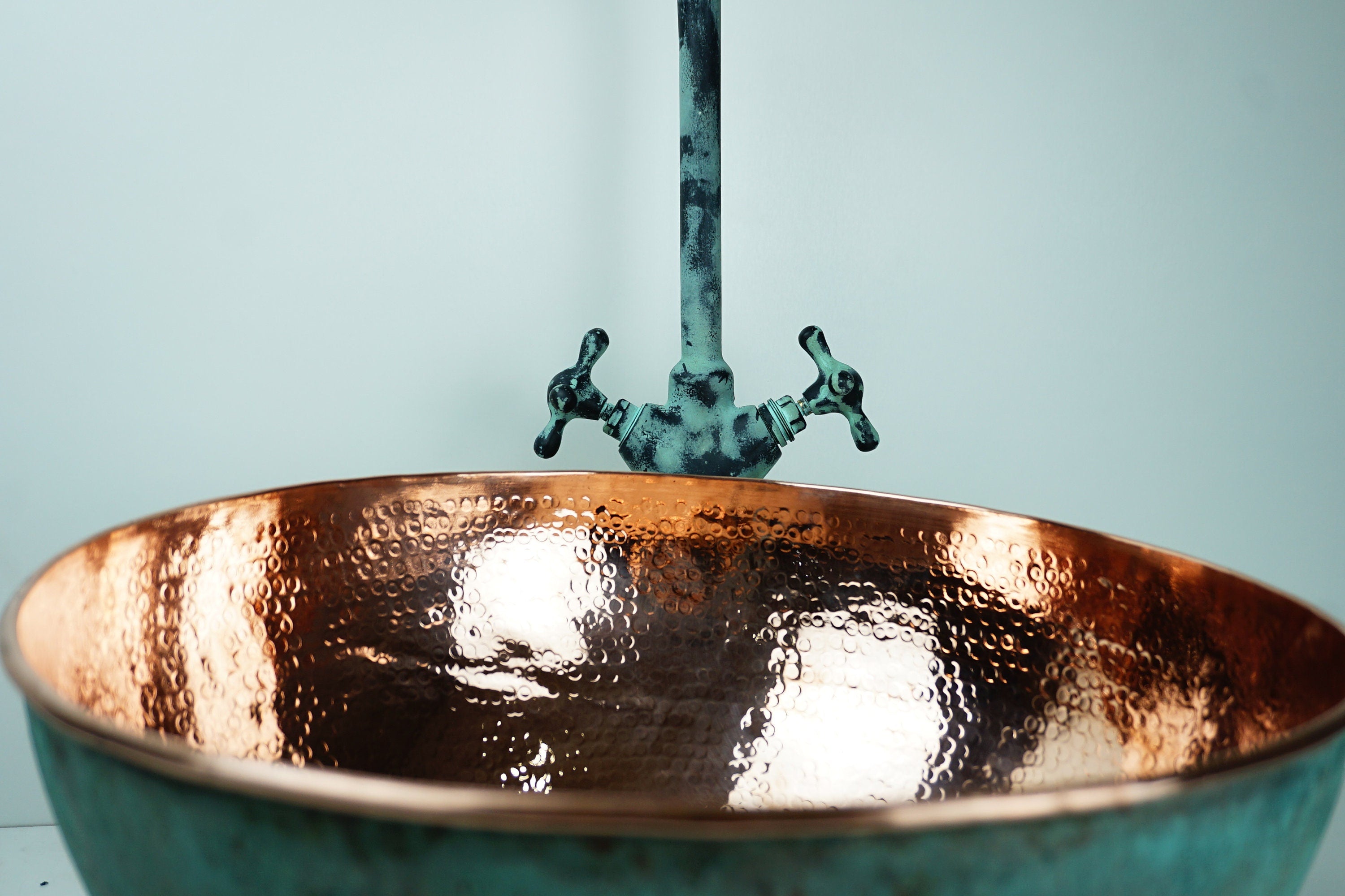 Green Patina Bathroom Sink Faucet