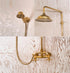 Unlacquered Brass Shower System with Rain Head and Handheld