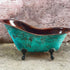 Copper Green Patina Soaking Tub, Copper Clawfoot Bathtub With Black Solid Brass Feet.