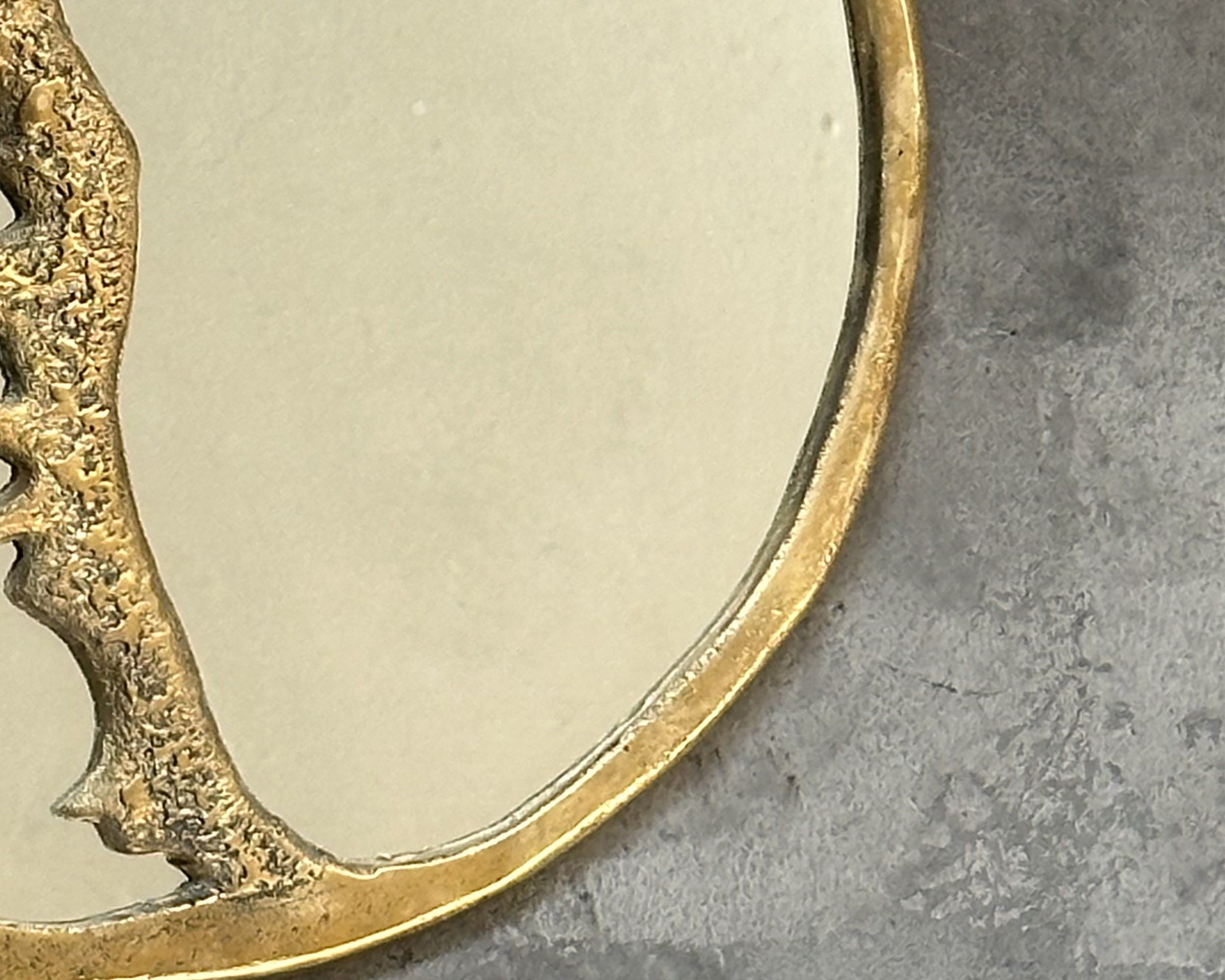 Solid Brass Round Wall Mirror, Round Brass Bathroom Mirror
