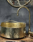 Solid Brass Vessel Sink – Hammered Bathroom Wash Basin