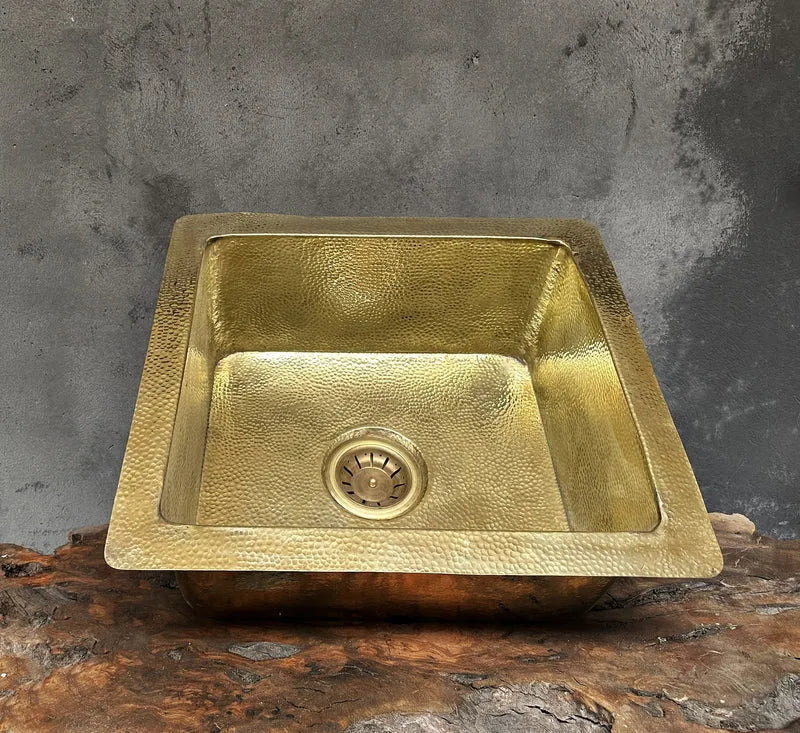 Undermount Unlacquered brass Bar Sink ,Hammered Brass Kitchen Sink
