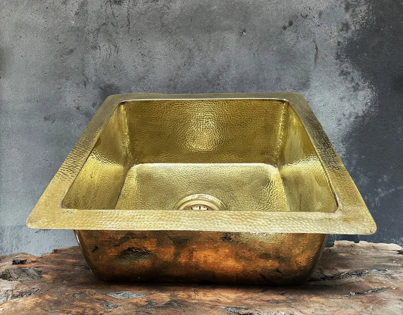 Undermount Unlacquered brass Bar Sink ,Hammered Brass Kitchen Sink