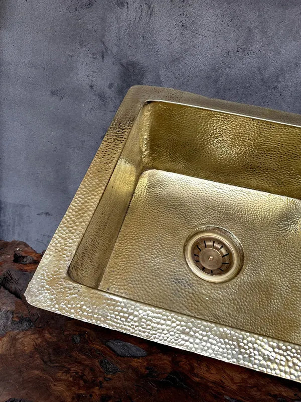 Undermount Unlacquered brass Bar Sink ,Hammered Brass Kitchen Sink