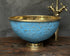 Blue Patina Copper Vessel Sink with Brass Faucet