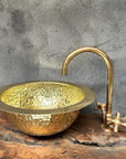 Handcrafted Round Brass Drop in Sink  ,Round Hammered Brass Bathroom Sink