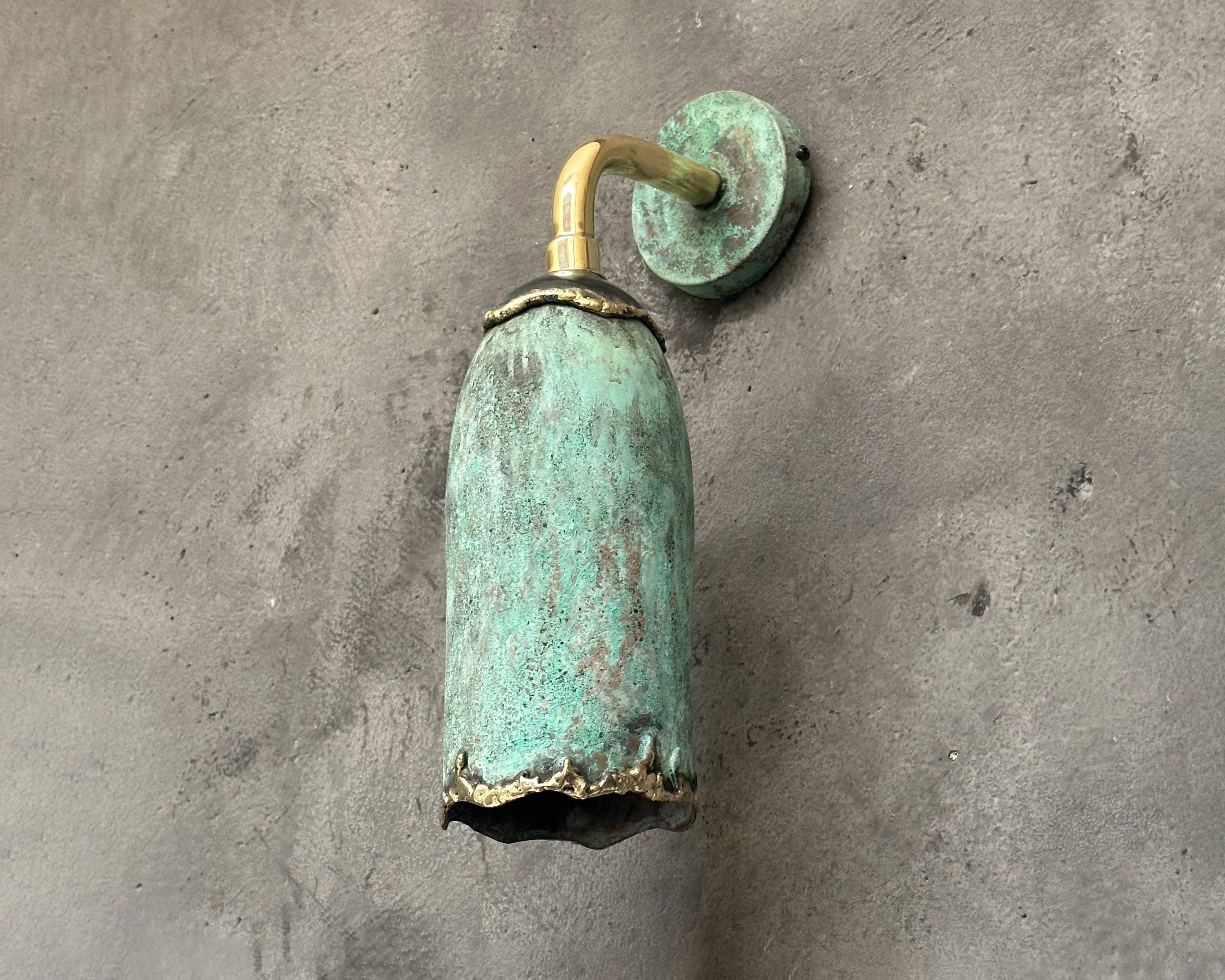 Copper Outdoor Wall Sconce ,Green Patina Finish