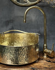 Solid Brass Vessel Sink – Hammered Bathroom Wash Basin