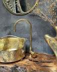 Solid Brass Vessel Sink – Hammered Bathroom Wash Basin