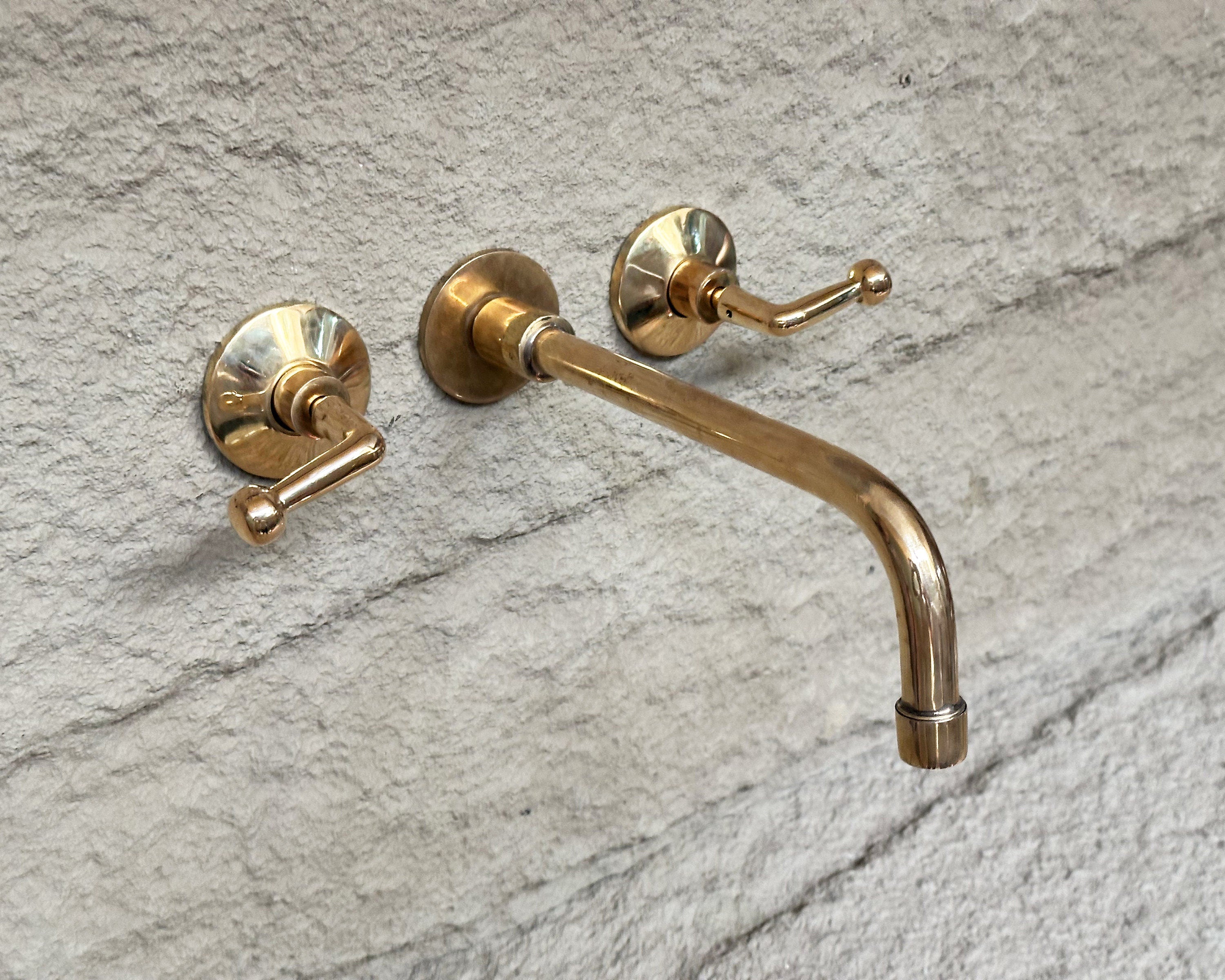 Brass Wall Mount Faucet ,Lever Handle Bathroom Tap