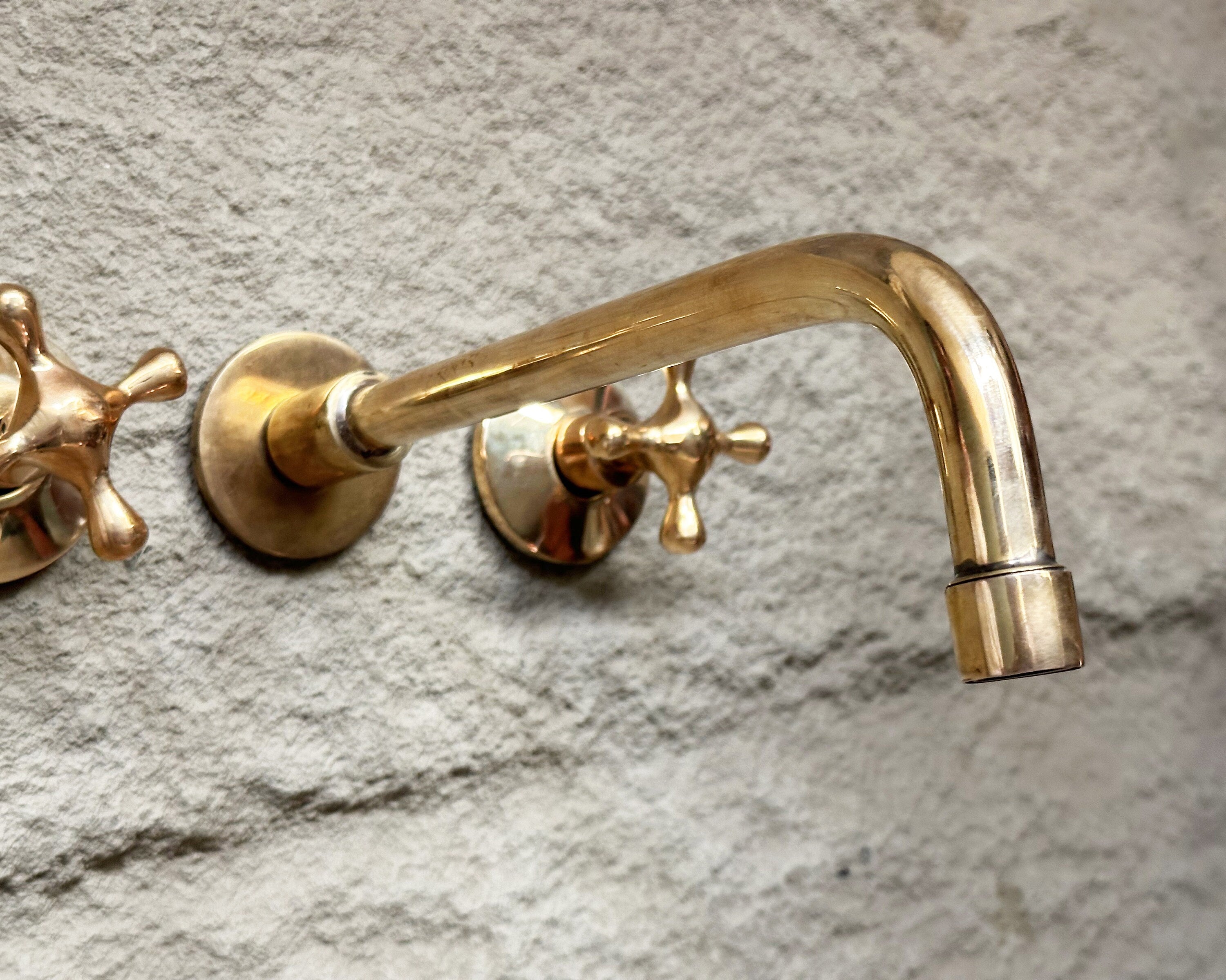 Brass Wall Mount Faucet – Unlacquered Bathroom Tap